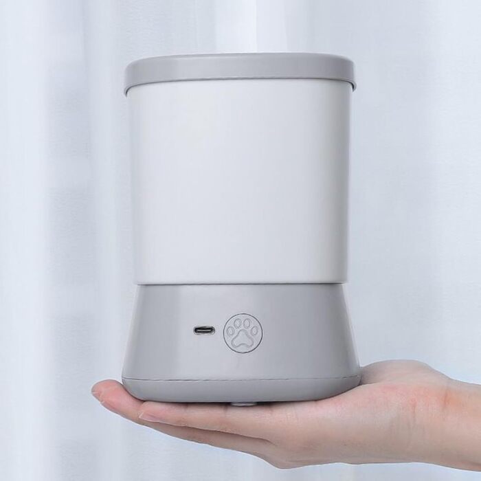 Мийка для лап собаки, 2-ступеневий аксесуар для догляду, захист від бризок, очищувач лап для прогулянок, подорожей, кемпінгу, відпочинку на природі, вдома, хатнього утримання, купання після прогулянки (сірий)