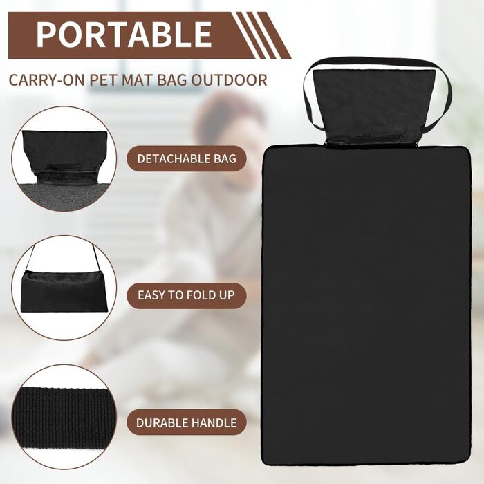 Зручна водонепроникна ковдра для тварин, 100 x 70 см, для кемпінгу, собак, котів, підстилка, зігріваюча ковдра для собак з сумкою, лежанка для собак, килимок для собак, ковдри для тварин для відпочинку на вулиці та в приміщенні, туристична ковдра для дома
