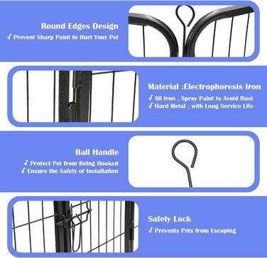 Клітка для цуценят Yakimz 8-частинна, вигульна клітка для цуценят висотою 60 см з дверцятами та захисним тентом, гнучка та складана клітка для собак, загородження для цуценят, собак, кроликів та інших дрібних тварин, 8 шт. - 80x60 см