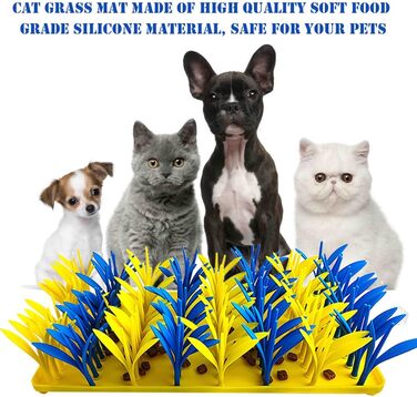 Силіконовий килимок-пазл для котів та собак VirgoCCY, інтерактивна миска-пазл для тварин, синій та жовтий, 1 розмір