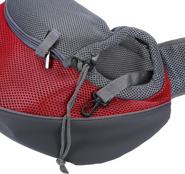 Сумка-переноска для собак та котів, дихаюча сітка, складна, для цуценят, котів, домашніх тварин, через плече, звільняє руки, регульований ремінь, м'яка переноска для цуценят, блискавка, безпека, (Червона/Подорож, однотонна (Getaway Solids))