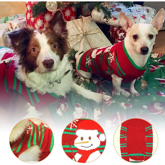 Пуловер для собак на Різдво: теплий, стильний, з м'якої пряжі. Ідеальний костюм для святкування, подарунок для цуценя. (Сніговик, M)