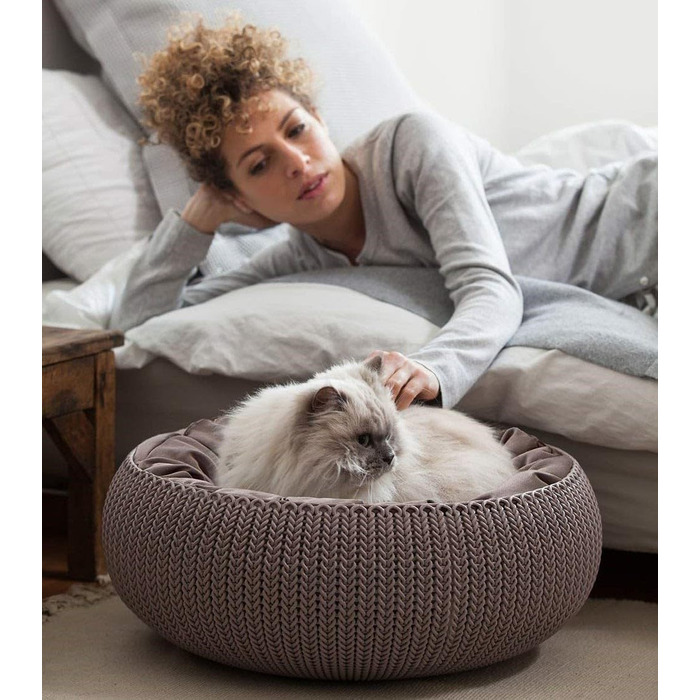 Лежанка для тварин Curver Liegeplatz, пластикова, світло-коричнева, 54 x 54 см