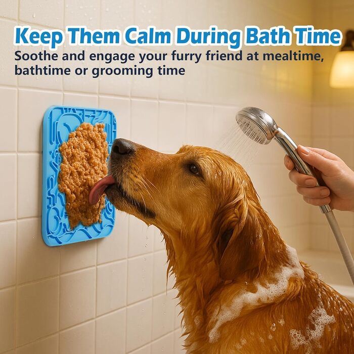 Силіконові килимки для годування котів та собак 2 шт. - сповільнене харчування, 60 присосок, проти ковзання, Bau+Grün-US