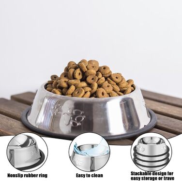 Набір з 8 мисок для собак з нержавіючої сталі, годівниця для домашніх тварин з гумовою основою, миска для корму та води для собак, котів та інших тварин