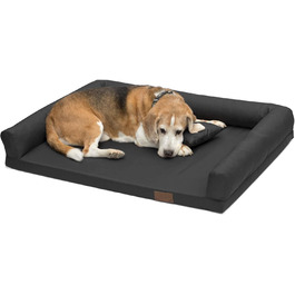 Ортопедичне ліжко для собак Juelle, великі породи, розмір L (120x90x20 см), графіт, знімний чохол, машинного прання