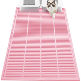 Килимок для котячого туалету PetNova, 101,6 x 76,2 см, силікон, вологостійкий, з рифленням, легко чистити, для кількох котів, рожевий