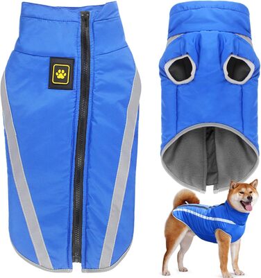 Водонепроникні дощовики для собак, зимові куртки для тварин, дощовики для собак, одяг для собак, світловідбиваючий одяг, жилет для цуценят з отвором для шлейки, для маленьких, середніх та великих собак (Синій, 3XL)