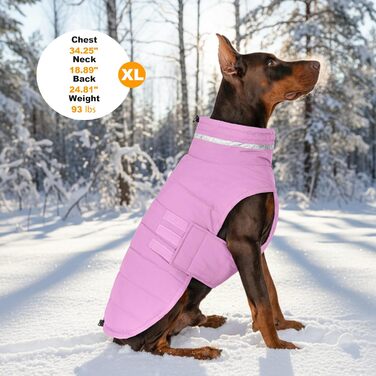 Водонепроникний зимовий одяг для собак, тепла вітрозахисна куртка з відбиваючими елементами та регульованим коміром, для маленьких собак, на липучці - S (Ліловий, Середній)