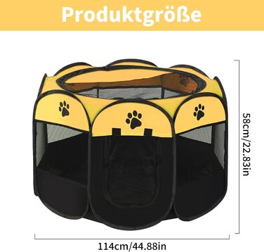Портативний вольєр для цуценят та тварин, 74x43 см (жовтий)