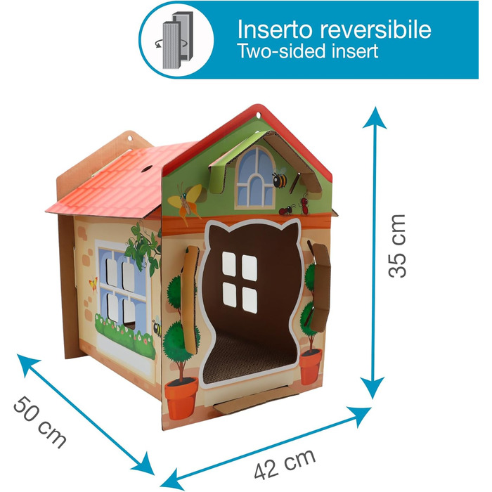 Дім-когтеточка Croci Villa Color для котів, 42x35x50 см, багатобарвний