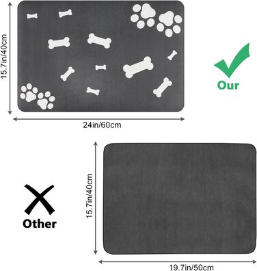 Нековзна килимок під миску для собак та котів Walant, швидковисихаючий, легко миється (темно-сірий)