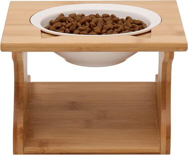 Ергономічна годівниця для котів Limmby з кераміки та бамбукового каркасу | Підвищена годівниця з об'ємом 250 мл