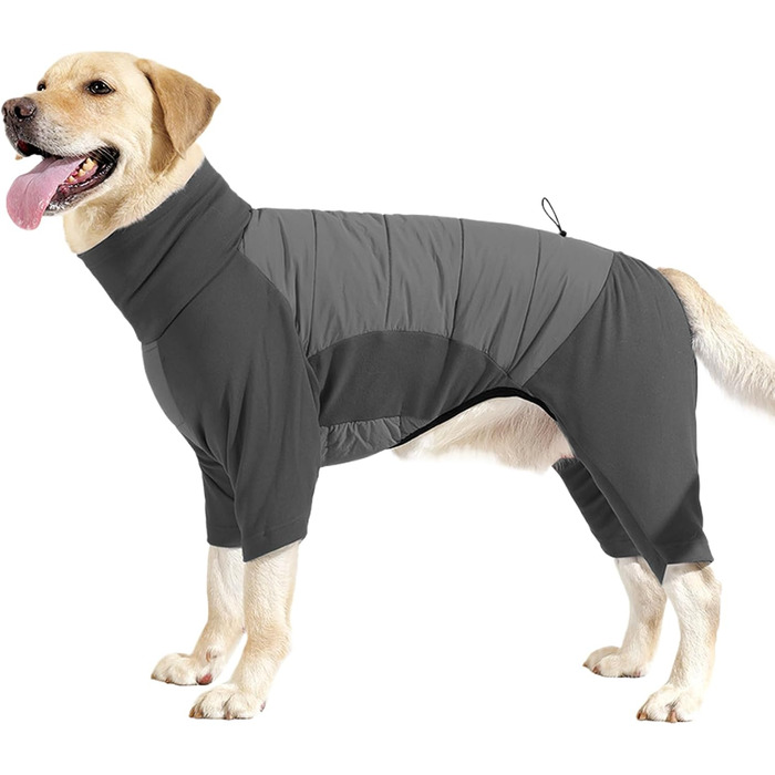 Зимовий теплий одяг для собак - теплий зимовий одяг з високим коміром, регульований, для малих, середніх та великих собак, для прогулянок, походів, кемпінгу (Сірий M)