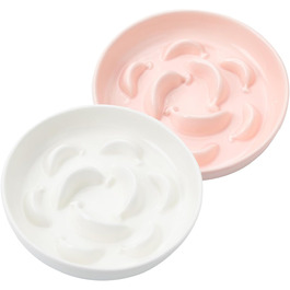 Набір мисок проти запобігання ковтання для котів Anti Schling Napf - 2 шт. Керамічні миски для котів, повільне годування, набір з 2 мисок, пастельні кольори (білий, блакитний, рожевий)