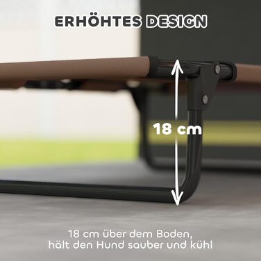 PawHut лежанка для собак на вулицю, піднята лежанка для великих собак, складана лежанка для домашніх тварин з сітчастим сталевим каркасом, лежанка для тварин на вулицю, кемпінг, 107x61x20 см, (Д 75 x Ш 51 x В 18 см, Кофе)