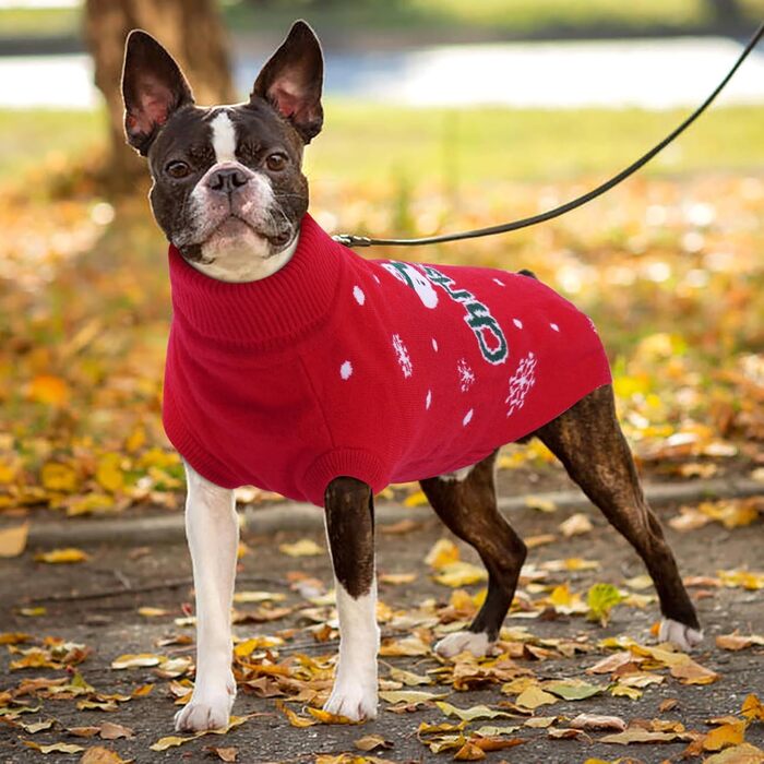 Пуловер для собак на Новий рік – теплий, м'який, без рукавів, з принтом сніговика, для прогулянок, святкова одяг для собак, розмір M (Обхват грудей: 44 см)