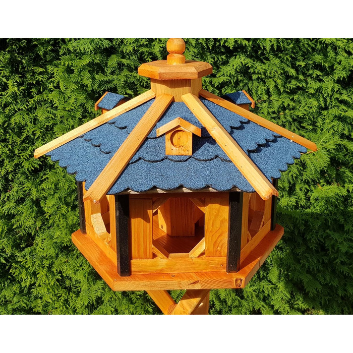Дерев'яний годівничка для птахів Vogelhaus XL, синя, водостійка, без стійки