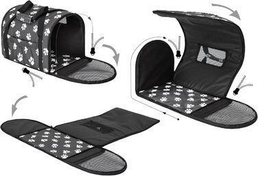 Транспортна сумка для собак і котів PillowPrim, Beige, 27x39x28 см, Графіт (лапки)