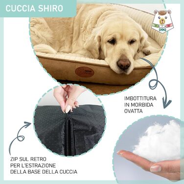 Ліжко для собак та котів Shiro Beige, знімний чохол, машинне прання, м'яке ліжко з піднятим бортиком, антиковзаюча підкладка, розмір Small 51 x 41 x 20 см