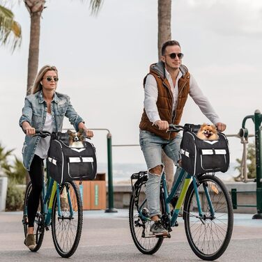 VENFOREST Кошик на велосипед для собак, складаний рюкзак-переноска для тварин з ременем безпеки, водонепроникний кошик для домашніх тварин, підходить для котів, кошенят, цуценят, собак (Чорний)