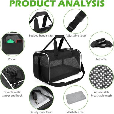 Транспортний бокс для котів Lannvan, до 6,5 кг, чорний (45x30x30 см)