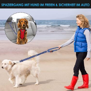 Регульований автогурт для собак SlowTon 2 шт. з кріпленням на підголівник, безпечний, світловідбиваючий, універсальний