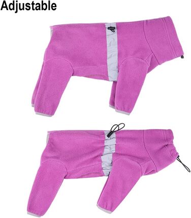 Теплий флісовий одяг для собак, зимовий, з довгими рукавами, для чотирилапих, регульований, для собак малих та середніх порід, розмір XS (фіолетовий)
