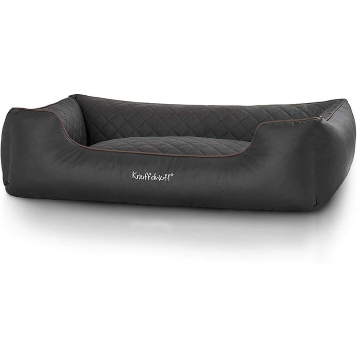 Лягушковий лежак для собак Knuffelwuff Milan, XL, 105 x 75 см, штучна шкіра, чорний, знімний, миючий