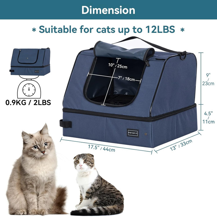 Портативний туалет для котів Petsfit - складаний, легкий, для подорожей, 44x33x34 см, блакитний