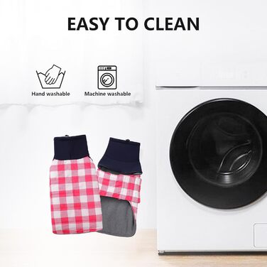 Зимовий нашийник для собак Dachshund від Geyecete, водонепроникний, з отвором для повідка, теплий, для маленьких собак, рожевий в клітинку (XS)