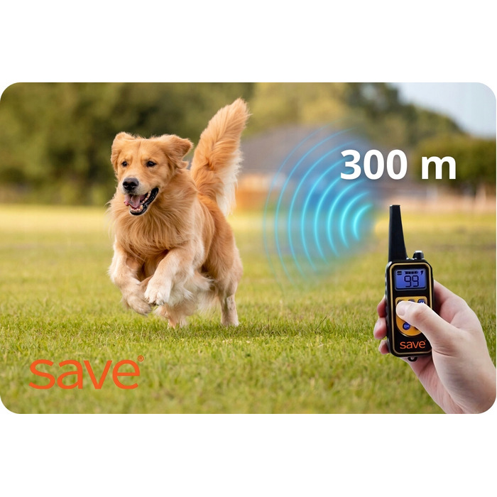 Електричний тренувальний нашийник для собак Save, чорна шкіра, розмір L/XL