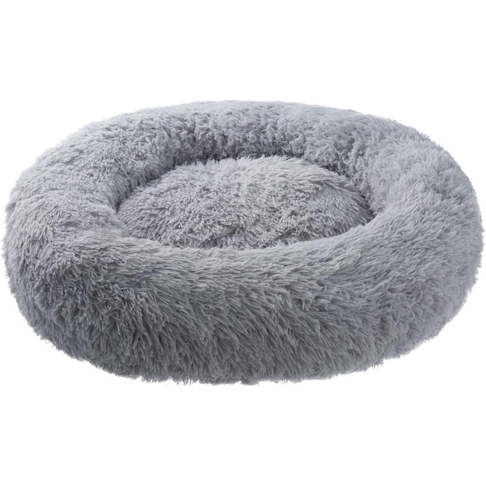 Кругле ліжко для собак PETSTUFF, нековзке, пране, світло-сіре, 60 см