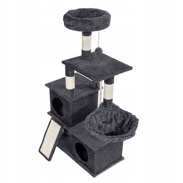 Високий когтеточка-комплекс із лежаком та стовпчиком для кігтів, вежа ZooVentus 101 — 160 см