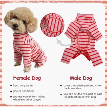 Піжама для собак після операції Kuoser, для собак малих та середніх порід (XL, червоний)