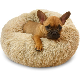 Кругле ліжко для собак та котів, 50 см, бежеве. М'яке, ручної роботи, миється. Ідеальне для дому.
