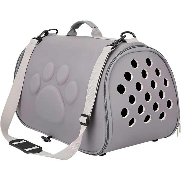 Транс-сумка для котів, переноска для тварин з плечовим ременем для подорожей, портативна для кошенят, для піших прогулянок, відпочинку на природі, авіаперельотів, кемпінгу, поїздок, до ветеринара, міста та подорожей з рюкзаком (Сірий, L)