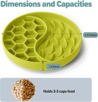 Миски для собак Slow Feeder з силікону, з присосками, антиковзаючі, для уповільнення годування, зменшення тривоги та розваги (світло-зелений)