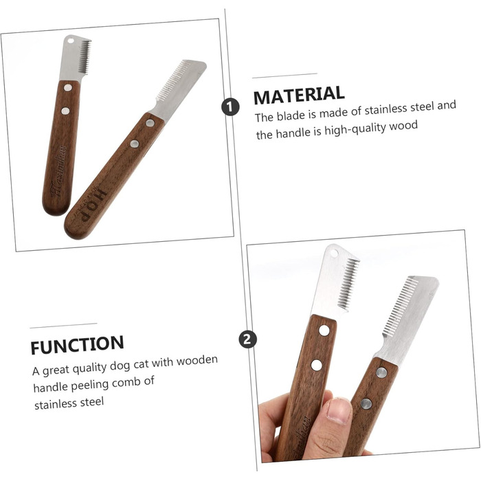 Набір щіток для грумінгу собак Kisangel: 2 шт. для догляду за шерстю, видалення ковтунів. Підходить для собак з довгою та середньою шерстю. Ергономічна ручка з дерева, професійний інструмент.