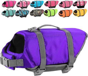 Жилет для плавання собак Doglay, світловідбиваючий, регульований, для малих, середніх та великих собак (M, фіолетовий)