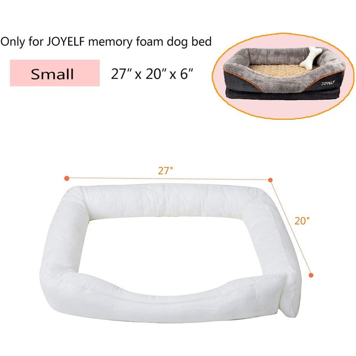 Ортопедичне ліжко для собак JOYELF з Memory Foam, подушка для шиї, XL (40'x30') / S (68x50 см)