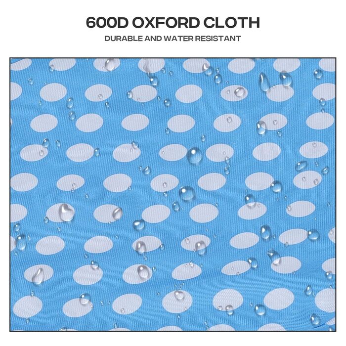 Дитяча коляска для котів та собак, 3 колеса, складна, з кошиком та тримачем для напоїв (Блакитний/У крапку)