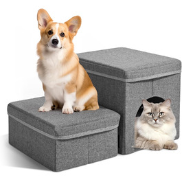 Сходинки для собак маленьких порід, складані. Сходи для котів з ящиками для зберігання. Сходи для домашніх тварин на диван та ліжко (2 сходинки)