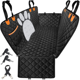 Захисна ковдра для собак у машину ALLSOPETS – водовідштовхувальна, нековзна, з сіткою, ременями безпеки та кишенею для авто, SUV, вантажівка (Чорна)