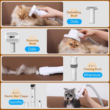 Rywell Професійна машинка для стрижки собак 4L з пилососом, 13000 Pa, 6 насадок для грумінгу, щітка для собак, пилосос для собак з щіткою, тиха