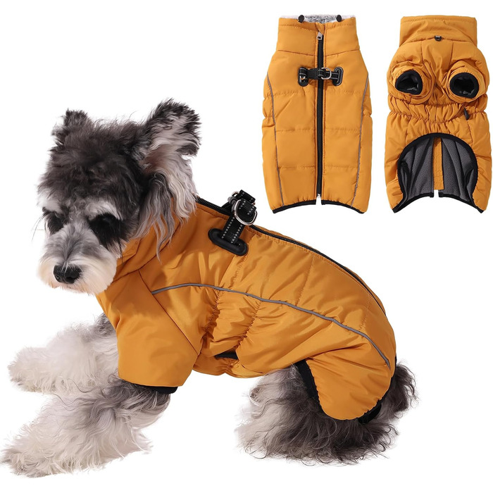 Теплий зимовий одяг для собак Savlot: водонепроникна куртка з флісовою підкладкою (L, жовтий)