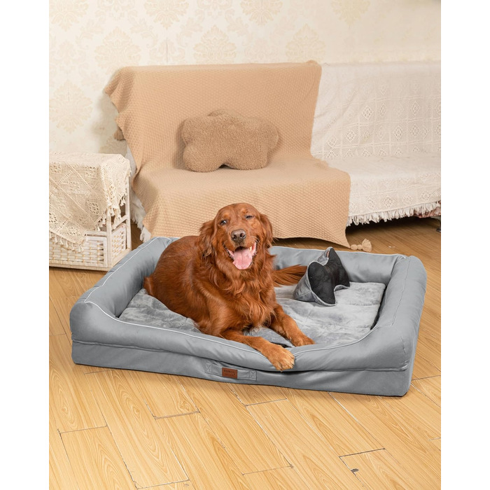 Лягушкове ліжко для собак Raikou з знімним подушкою, м'яке та миється – місце для сну, подушка для собак, собаче ліжко, лежанка для собак – високоякісне ліжко для тварин для вашого вірного компаньйона. (80 * 60 * 7см) (100*80*9см, світло-сірий)