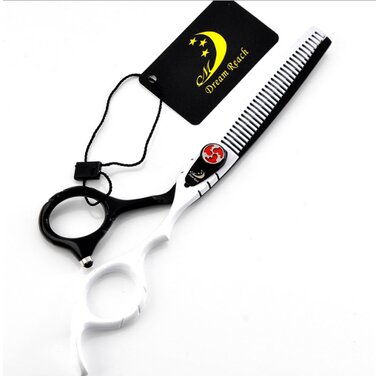 Професійні ножиці для грумінгу домашніх тварин, ножиці для вирівнювання волосся, чорно-білі ножиці для перукарів