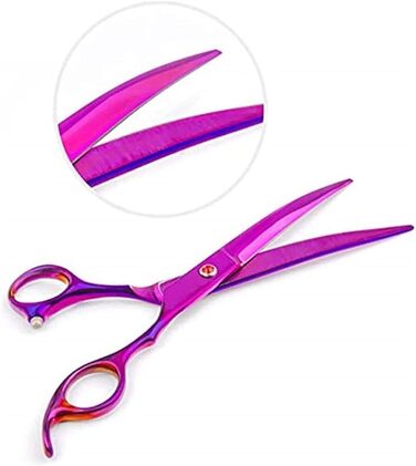 Професійні ножиці для грумінгу собак, набір, прямі та вигнуті ножиці для собак, 7 дюймів (фіолетовий)