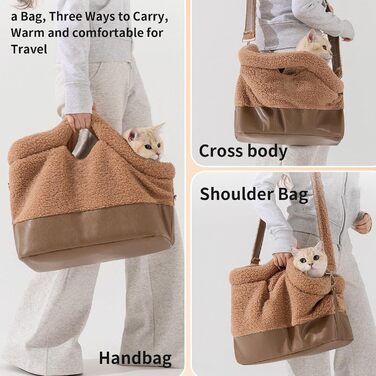 Переноска для собак – м'яка сумка-переноска для маленьких собак, легка та портативна переноска для домашніх тварин, дозволена авіакомпаніями, з сіткою для вентиляції та плечовим ременем, коричнева